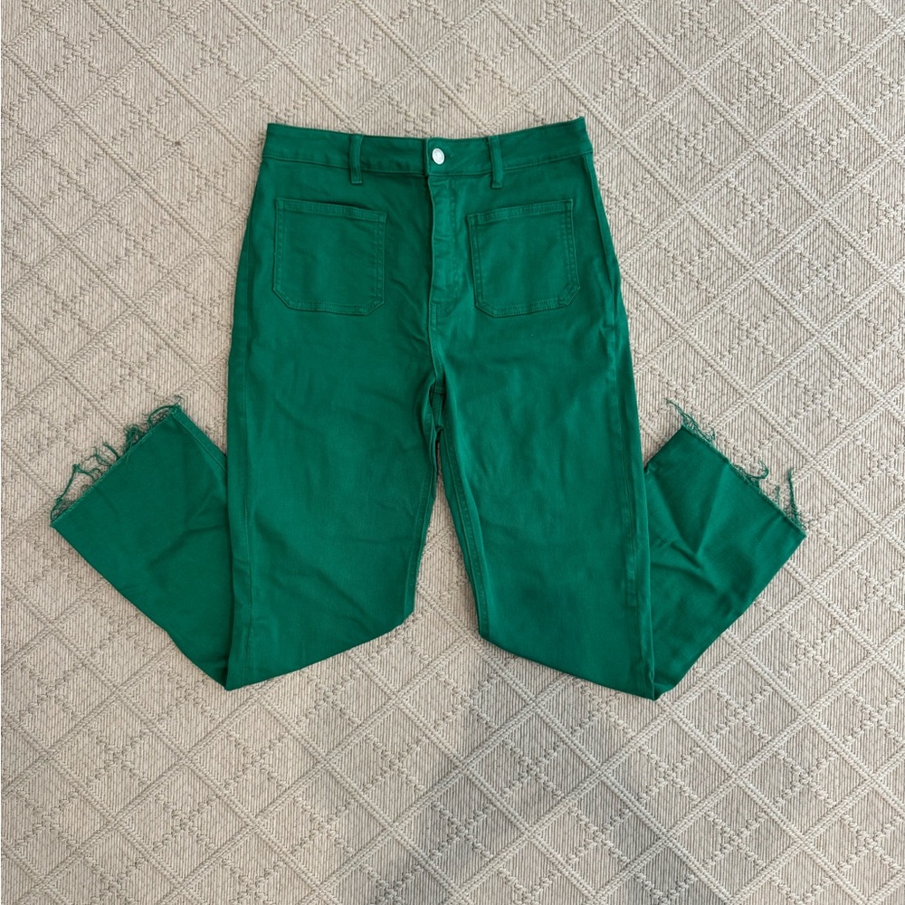 Zara Kelly Green Patch Pocket Sailor jeans